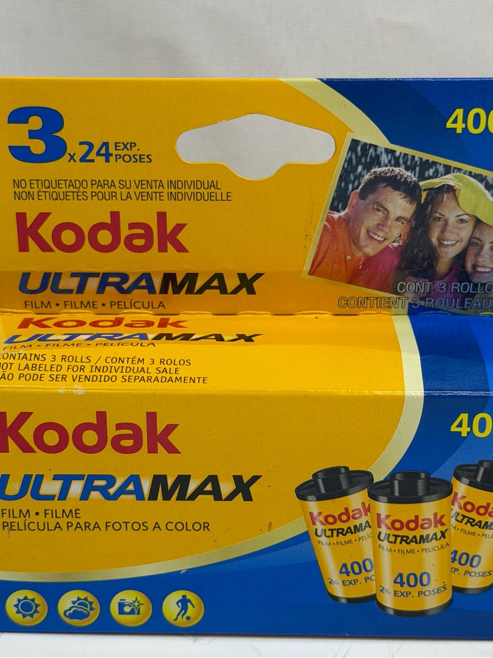 Kodak Ultramax 400 35mm Color Film 3 Rolls x 24 Exp Factory Sealed Exp. 11/2009